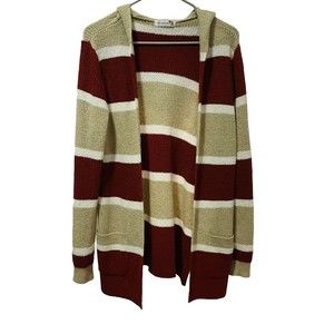 NWT Retrology Striped Hooded Open Cardi Woman's Size M